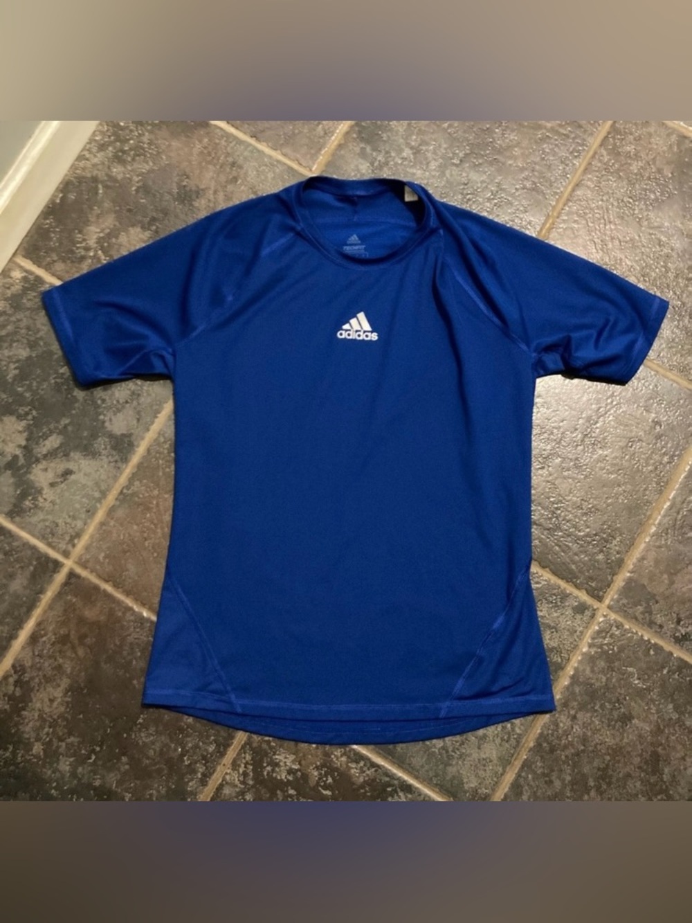adidas Blue Performance Short-Sleeve Compression Training Shirt Size XL - Picture 1 of 8